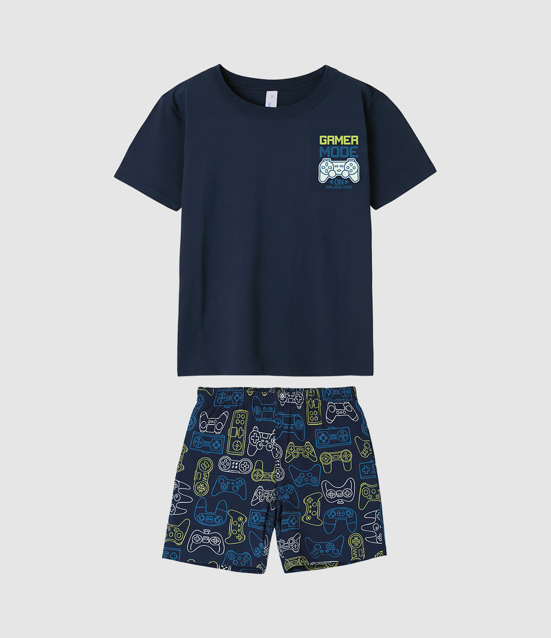 Pijama Curto Infantil Menino Bermuda Estampa Brilha No Escuro Malwee Kids