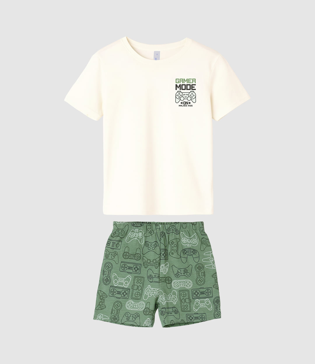 Pijama Curto Infantil Menino Bermuda Estampa Brilha No Escuro Malwee Kids - Off White - 6