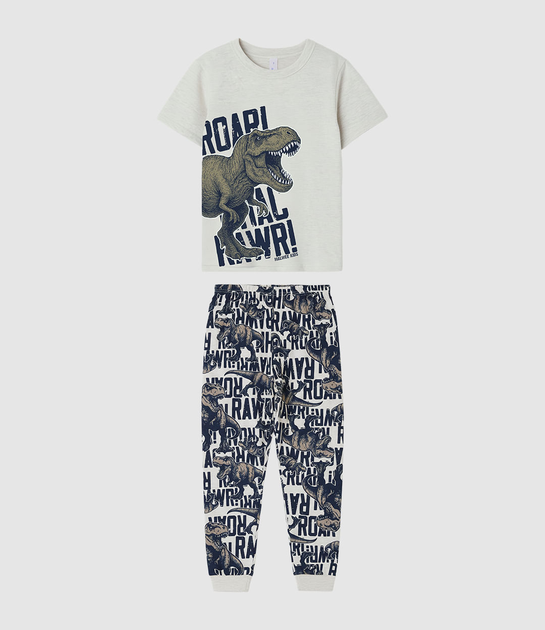Pijama Longo Infantil Menino Calça Estampa Brilha No Escuro Malwee Kids - Cinza - 4