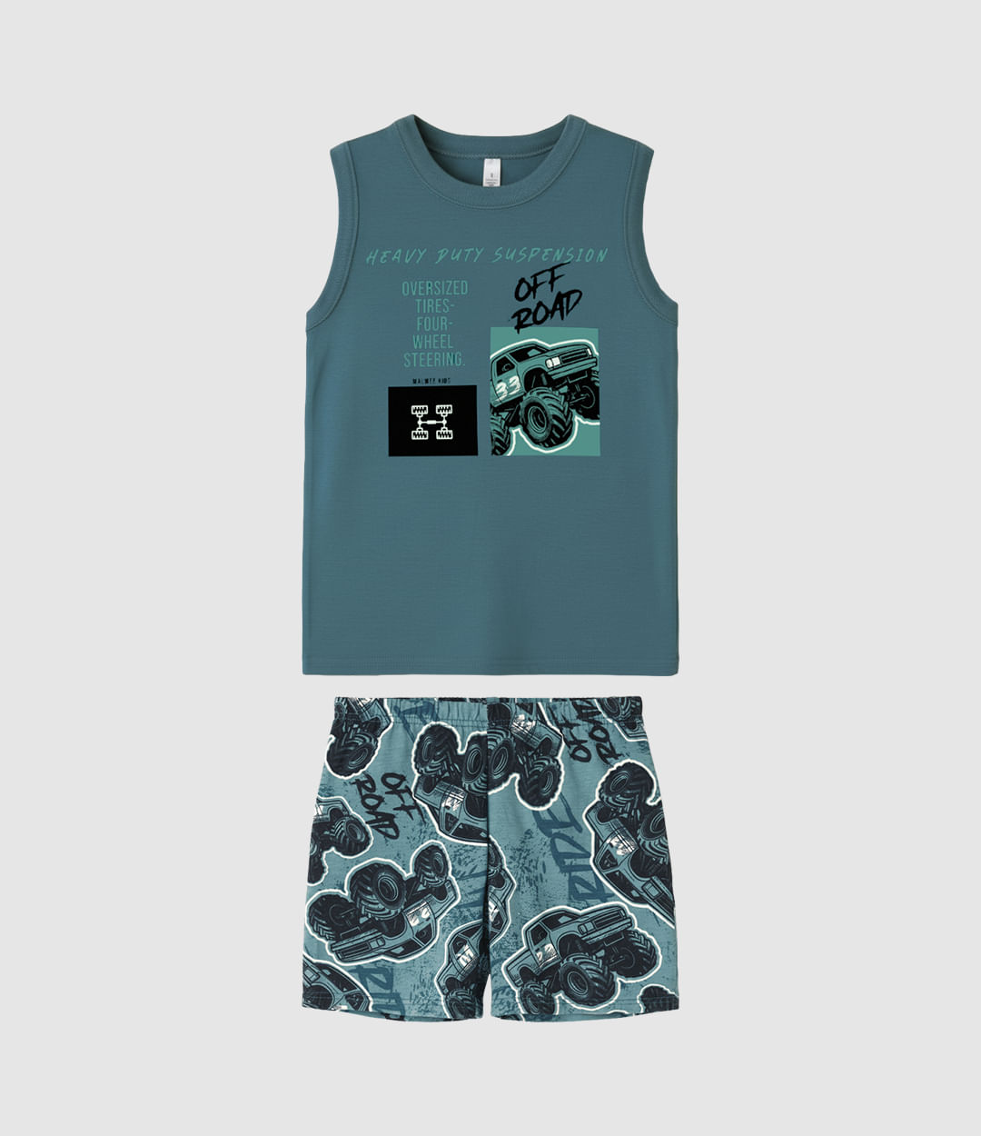 Pijama Curto Infantil Menino Estampado Brilha No Escuro Malwee Kids - Azul - 16
