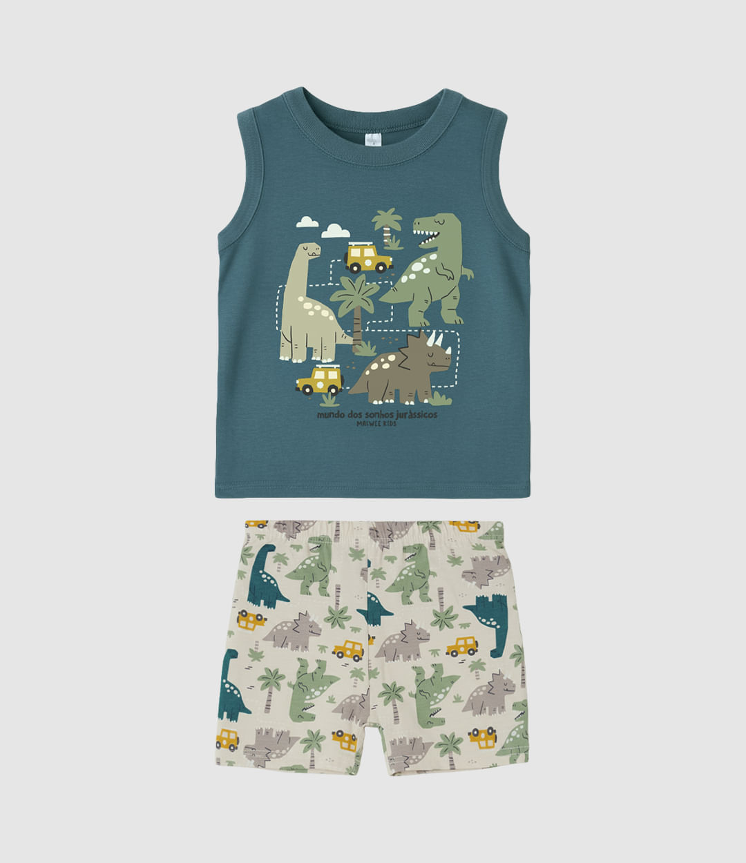 Pijama Curto Infantil Menino Regata E Bermuda Estampada Malwee Kids - Azul - 6
