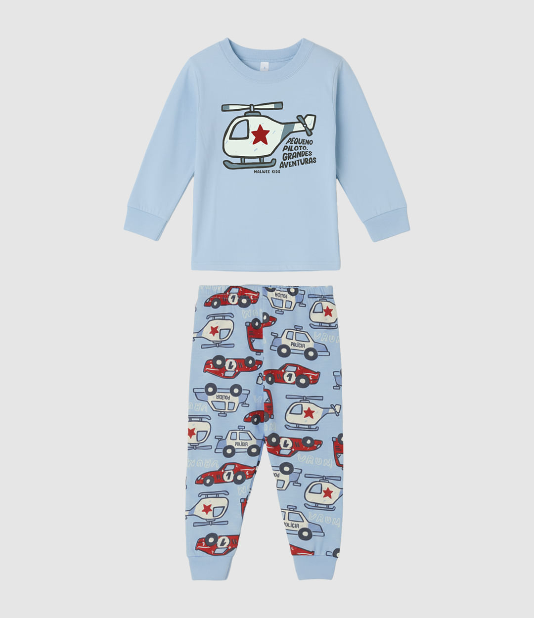 Pijama Longo Infantil Menino Pequeno Piloto Grandes Aventuras Malwee Kids