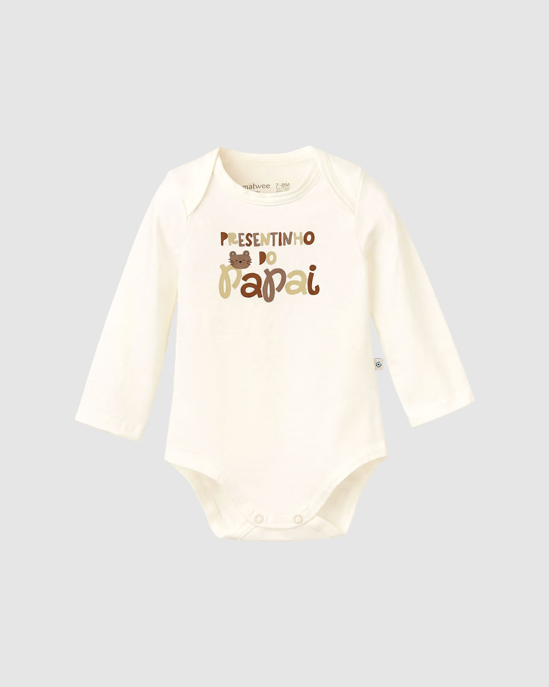 Body Bebê Unissex Estampa Frontal Manga Longa Em Algodão Malwee Kids - Off White - 6M