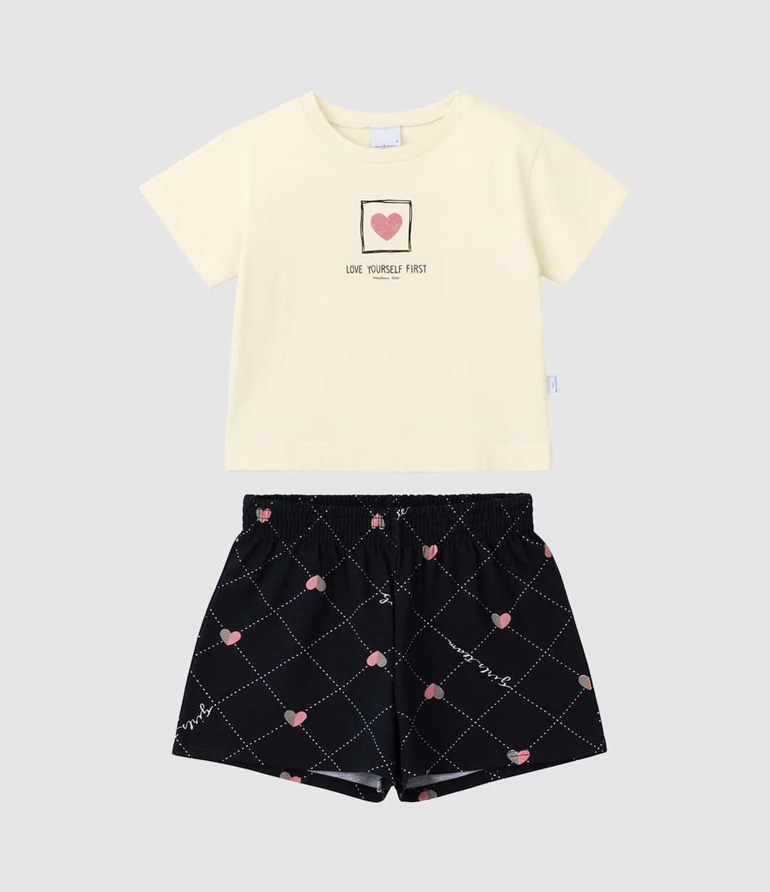 Conjunto Infantil Menina Love Yourself First Em Algodão Malwee Kids - Off White - 6