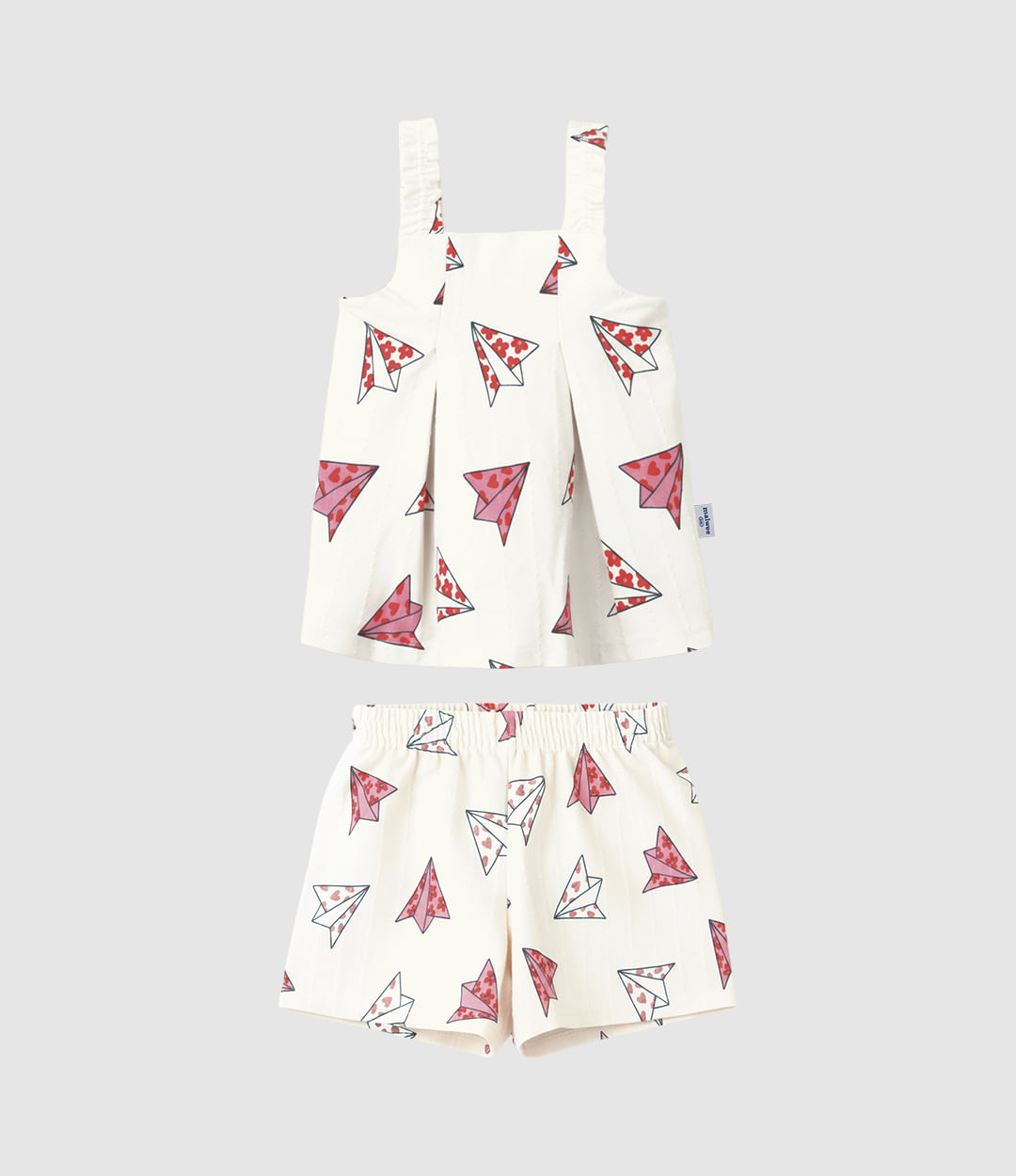 Conjunto Infantil Menina Blusa E Shorts Estampa Aviõezinhos Malwee Kids - Off White - 8