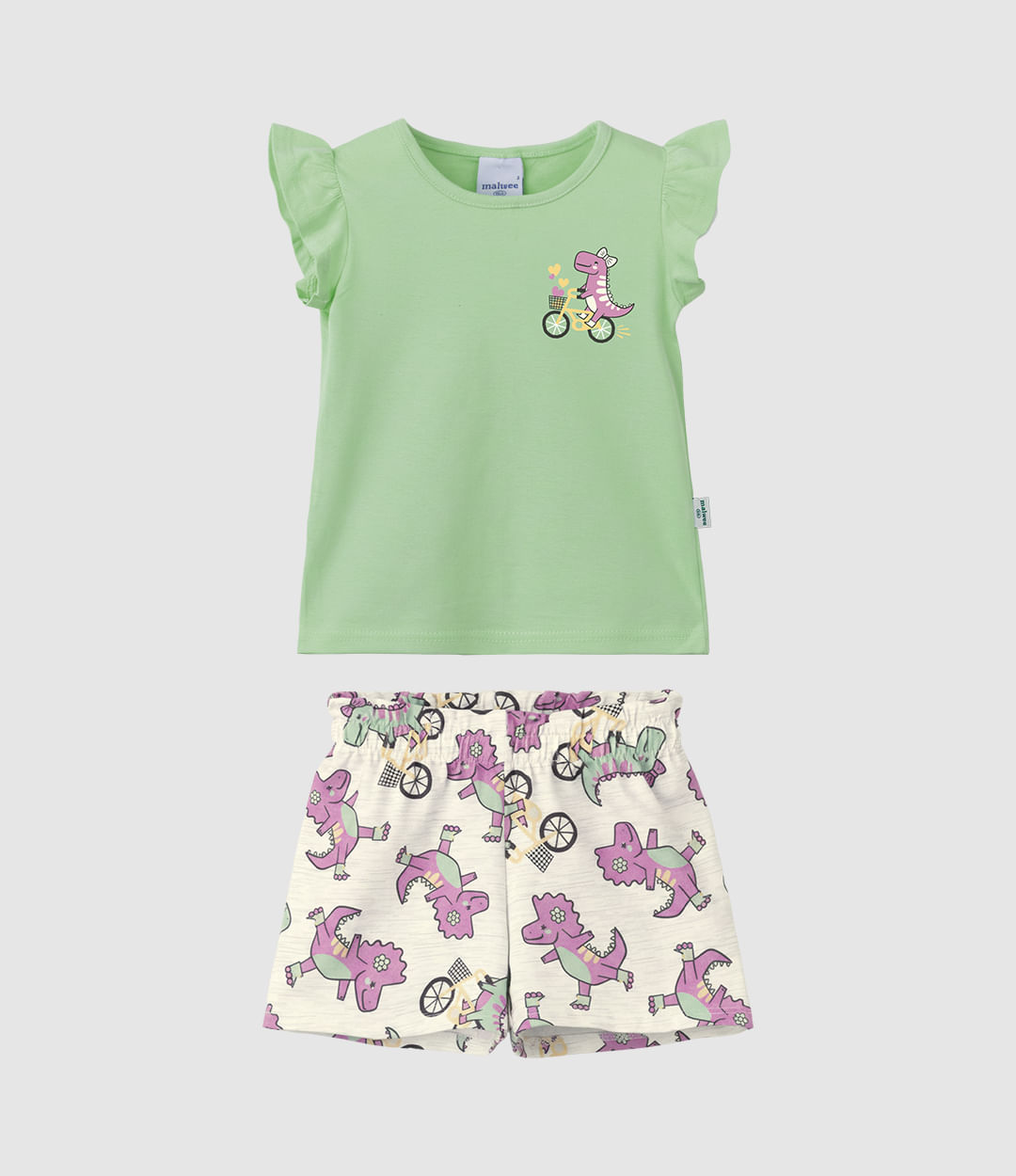 Conjunto Infantil Menina Estampa Temática Dinossauros Malwee Kids - Verde - 6
