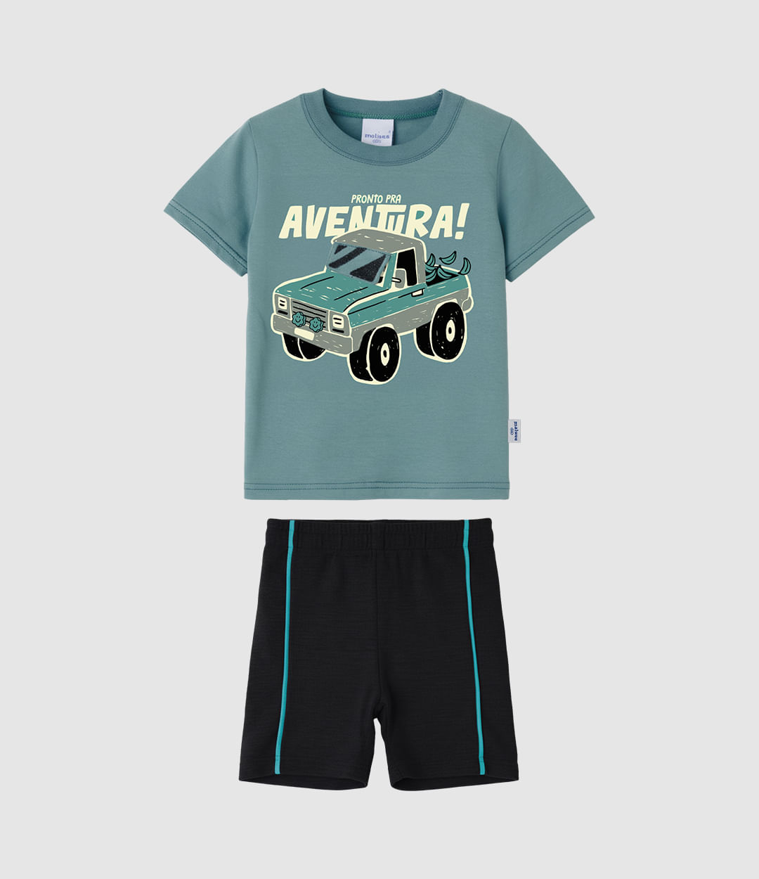 Conjunto Infantil Menino Pronto Pra Aventura! Aplique Interativo Malwee Kids - Verde - 8