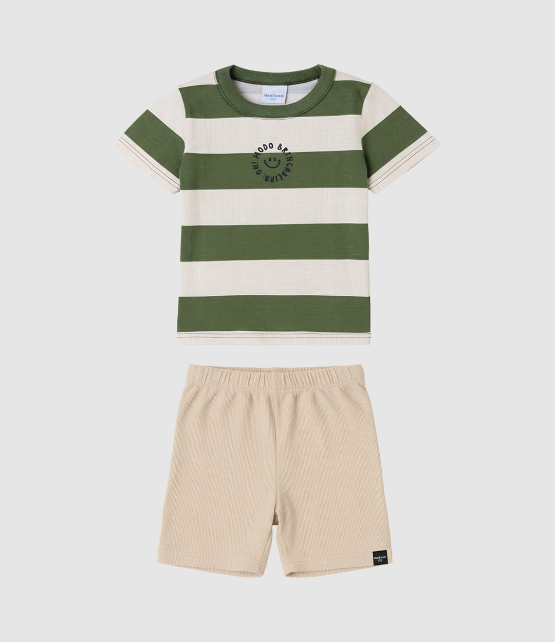 Conjunto Infantil Menino Camiseta Listrada Modo Brincadeira: On Malwee Kids - Verde - 8
