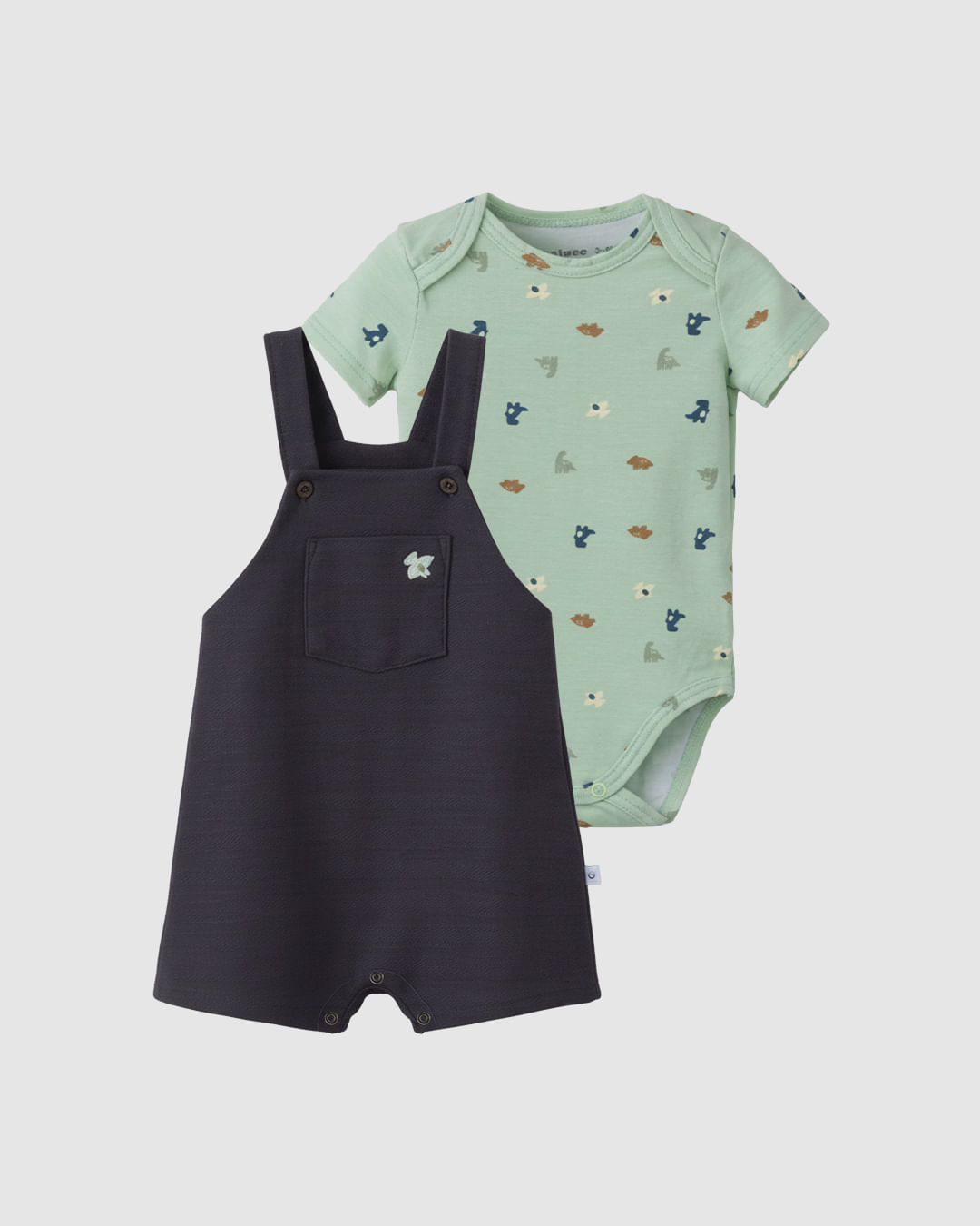 Conjunto Bebê Menino Body Estampado E Macaquinho Bolso Frontal Malwee Kids