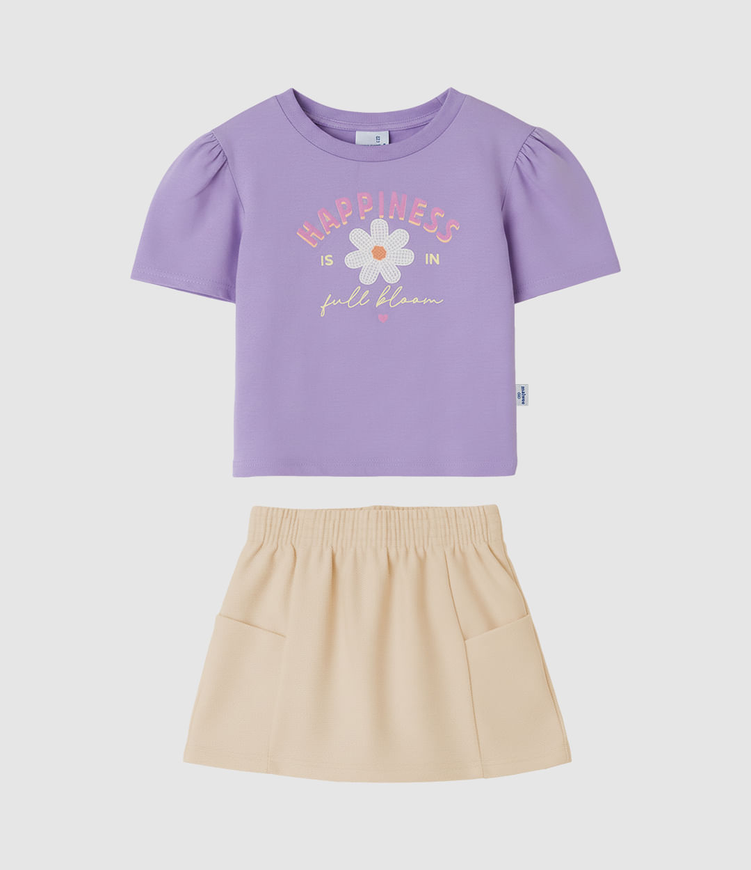 Conjunto Infantil Menina Happiness Is In Full Bloom E Shorts Saia Malwee Kids - Roxo - 8