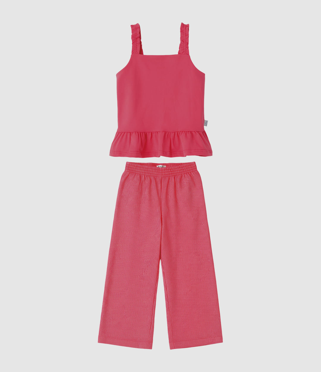 Conjunto Infantil Menina Regata E Calça Wide Leg Malha Canelada Malwee Kids - Vermelho - 8
