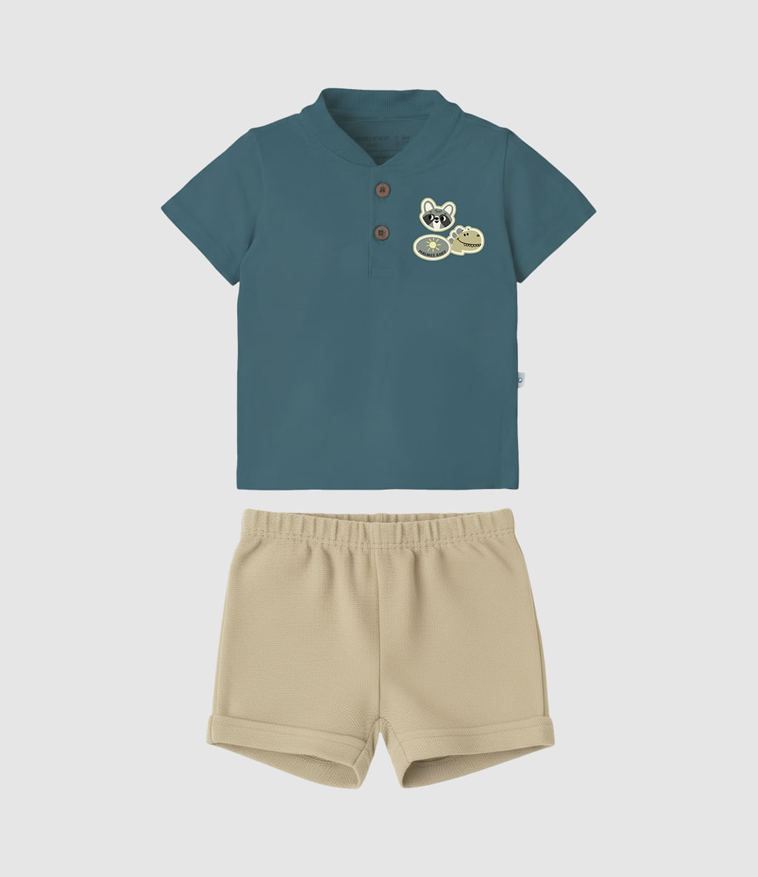 Conjunto Bebê Menino Camiseta Com Peitilho Em Algodão Malwee Kids - Azul - 3M