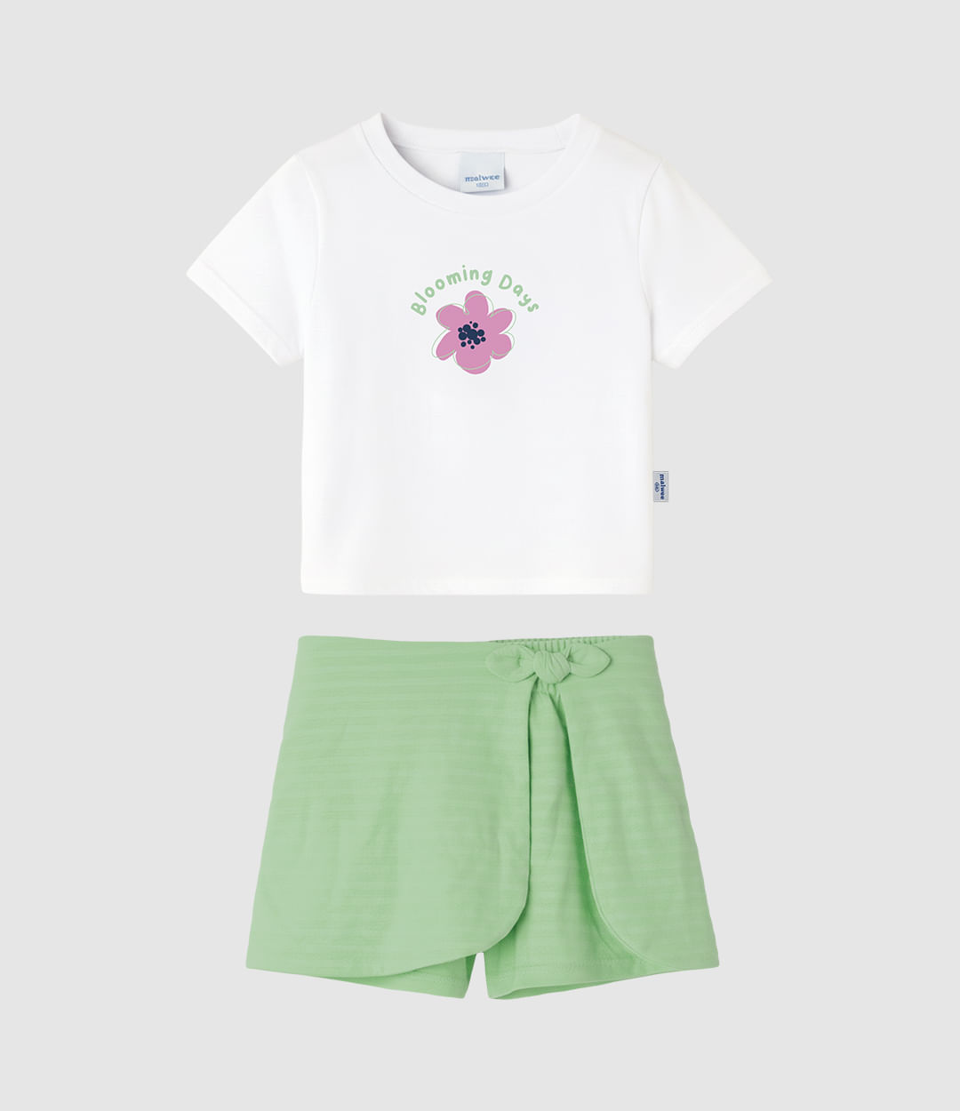 Conjunto Infantil Menina Blusa Blooming Days E Shorts Saia Malwee Kids - Branco - 8