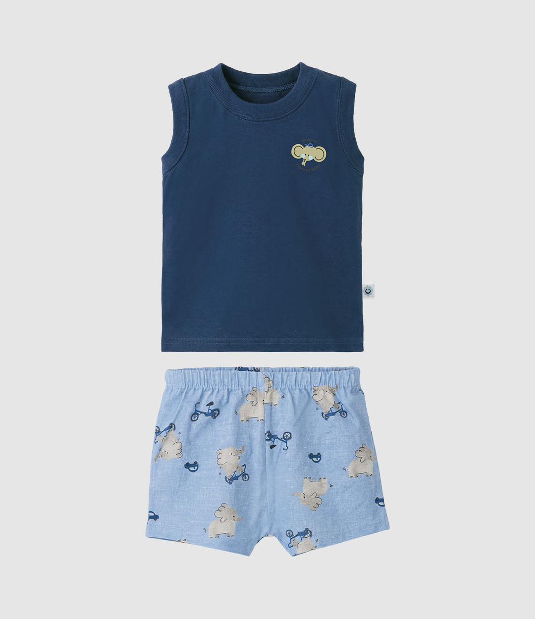 Conjunto Bebê Menino Regata E Bermuda Estampada Em Algodão Malwee Kids