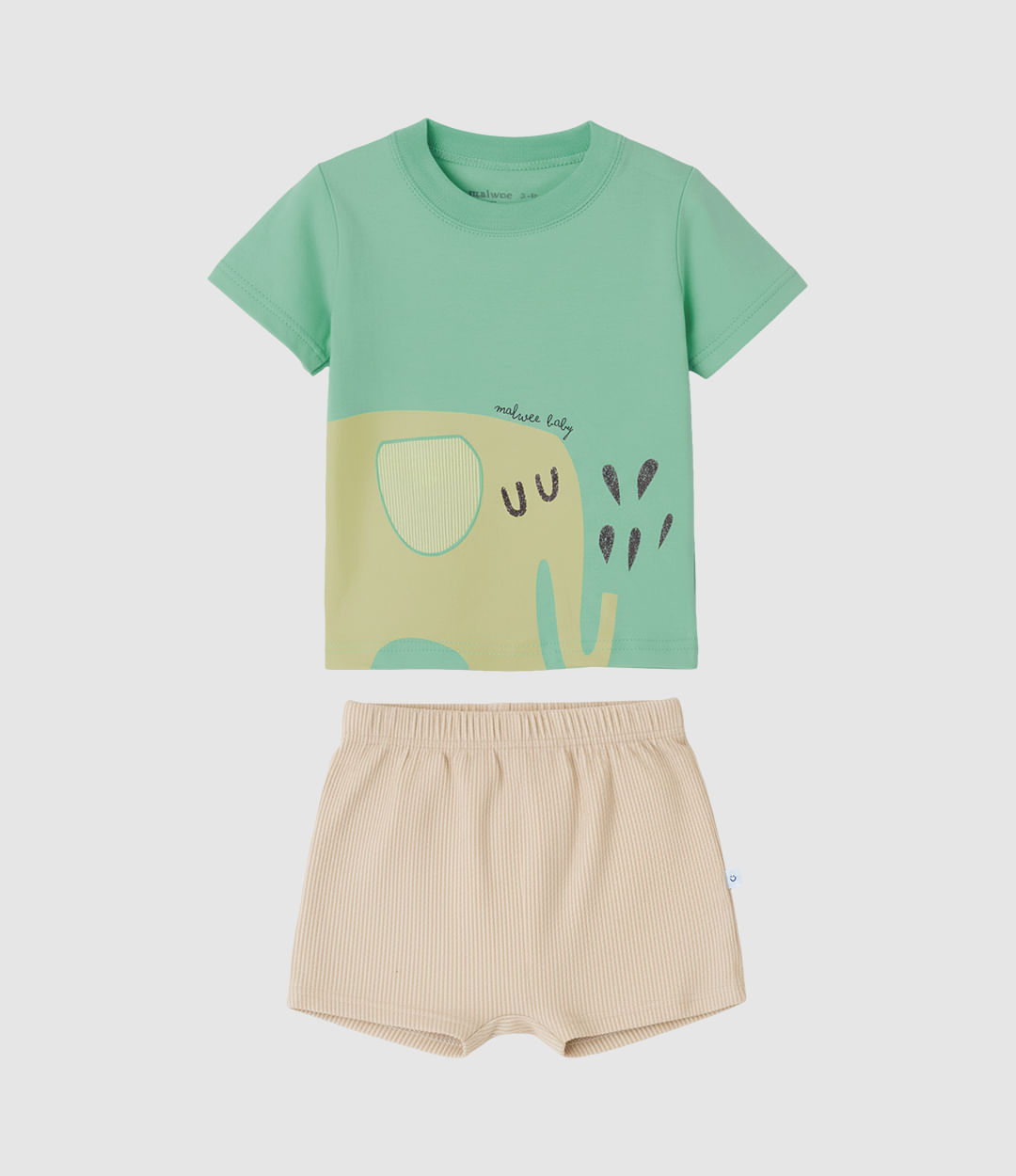 Conjunto Bebê Menino Estampa Puff Elefantinho Em Algodão Malwee Kids - Verde - 3M