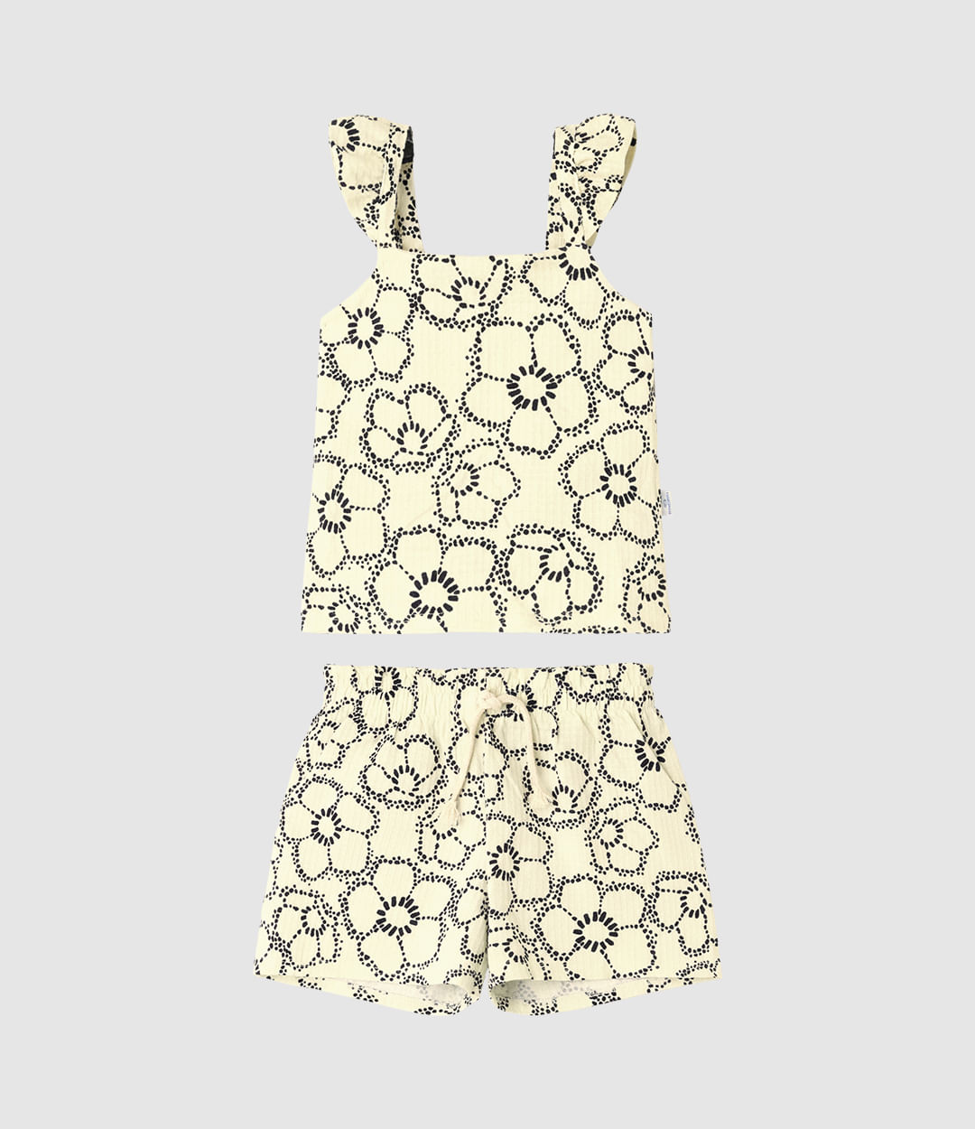 Conjunto Infantil Menina Estampa Floral Em Malha Texturizada Malwee Kids - Off White - 4