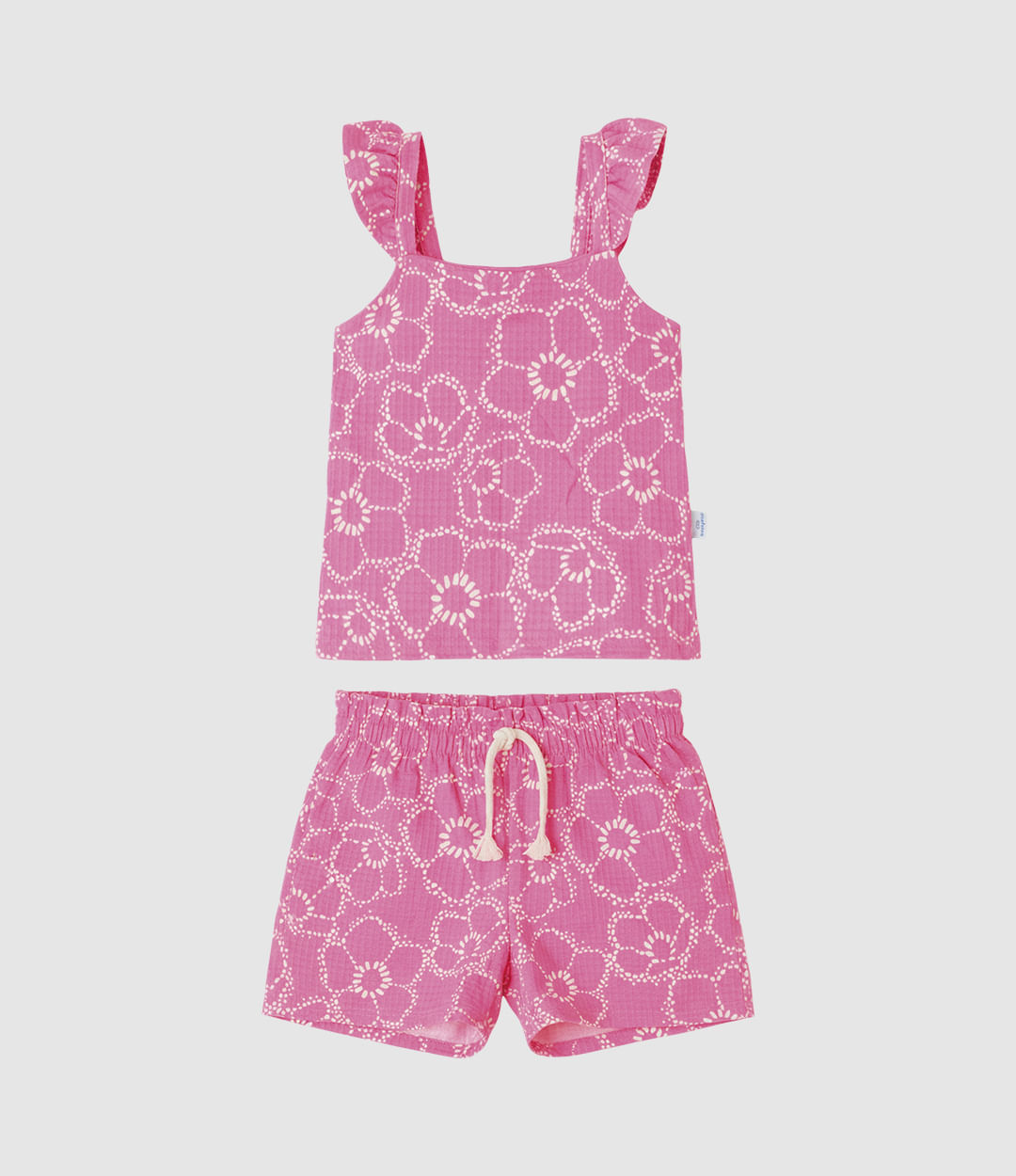 Conjunto Infantil Menina Estampa Floral Em Malha Texturizada Malwee Kids - Rosa - 4