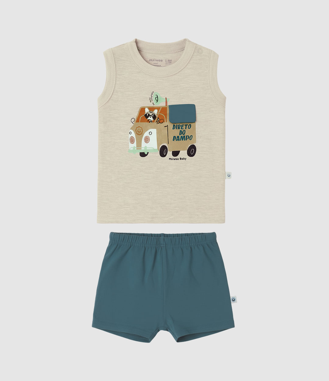 Conjunto Bebê Menino Regata Aplique Interativo E Bermuda Malwee Kids
