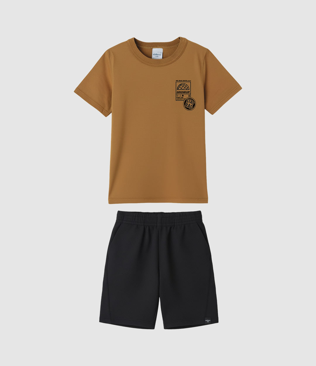 Conjunto Infantil Menino Bermuda Etiqueta Externa Moletom Sarja Malwee Kids - Marrom - 18