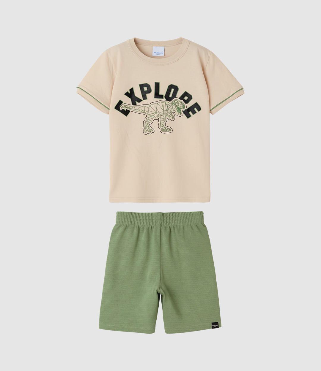 Conjunto Infantil Menino Estampa Puff Explore Em Algodão Malwee Kids - Bege - 4