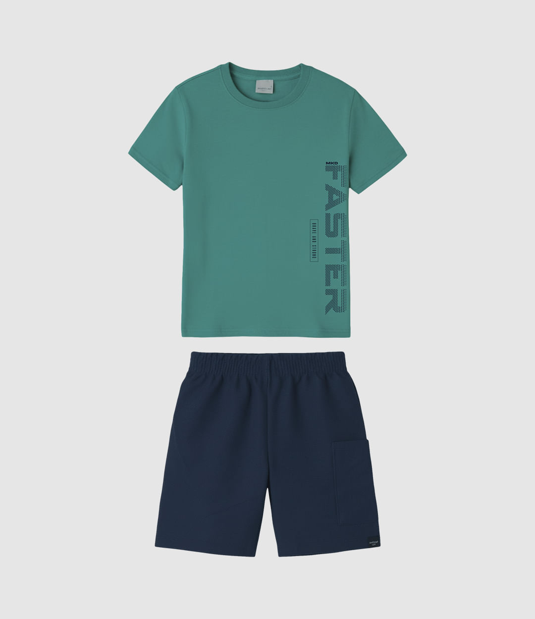 Conjunto Infantil Menino Camiseta Faster Brave And Strong Malwee Kids - Verde - 14