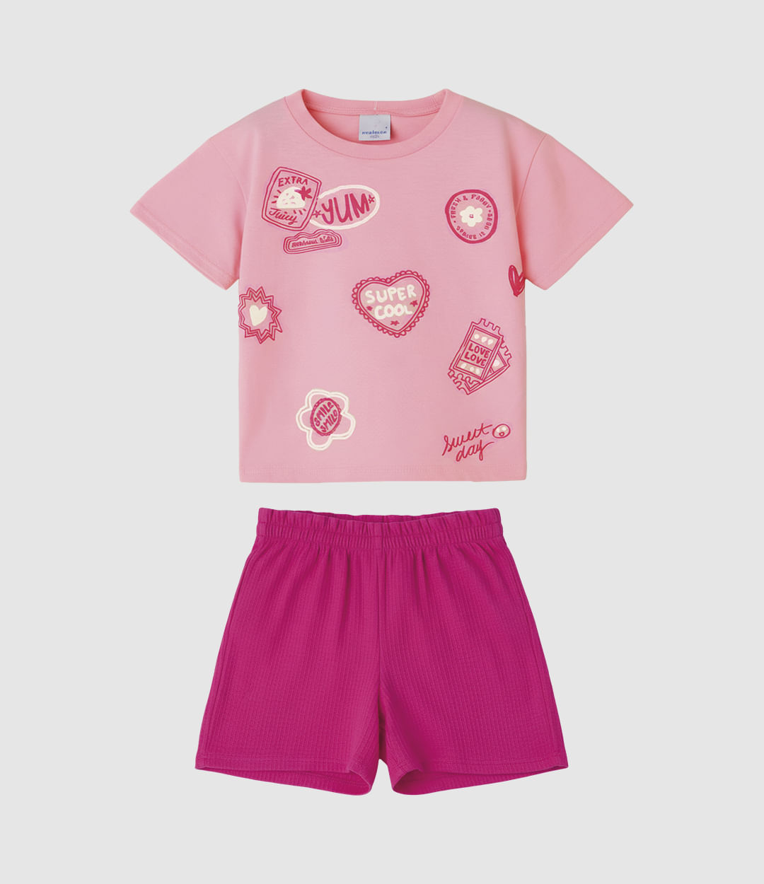 Conjunto Infantil Menina Blusa Estampa Puff + Glitter Malwee Kids - Rosa - 8