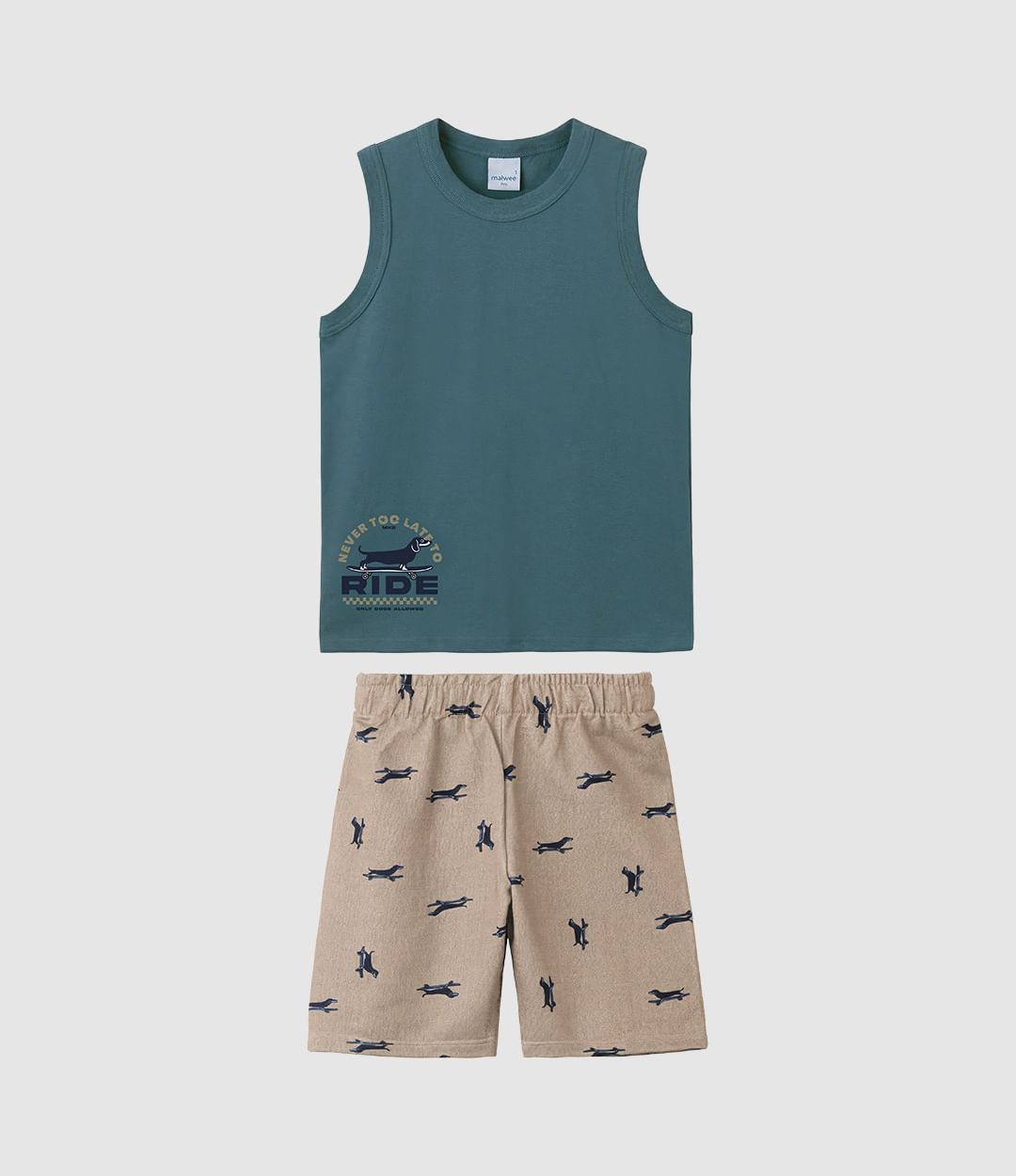 Conjunto Infantil Menino Estampa Ride Regata E Bermuda Malwee Kids - Azul - 8