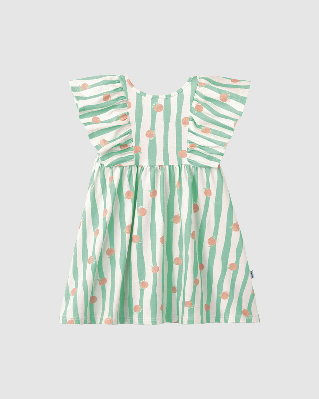 Vestido Infantil Babados Estampa Listrada E Frutas Em Algodão Malwee Kids