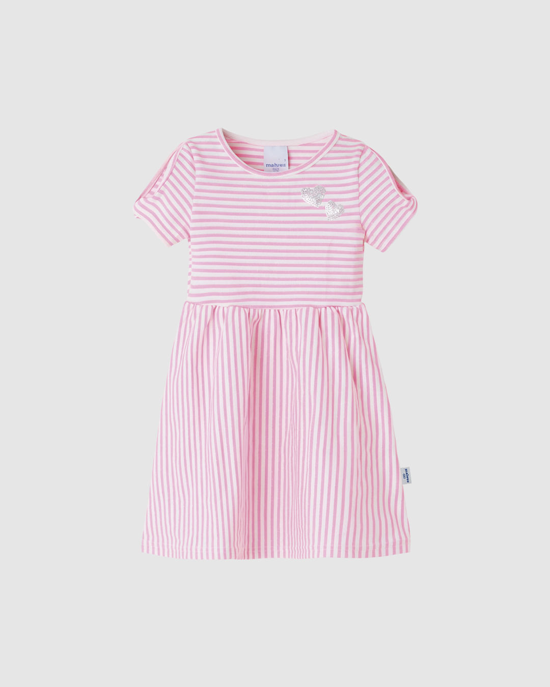 Vestido Infantil Manga Detalhe Vazado Em Malha Listrada Lurex Malwee Kids - Rosa - 6