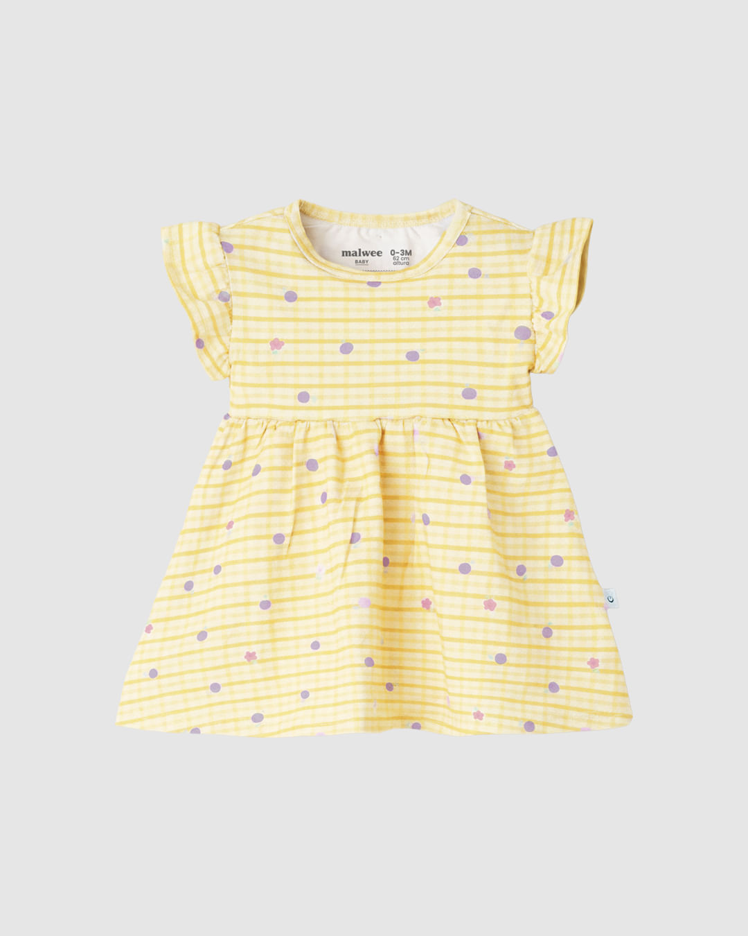 Vestido Body Bebê Menina Estampado Em Algodão Malwee Kids - Amarelo - 18M