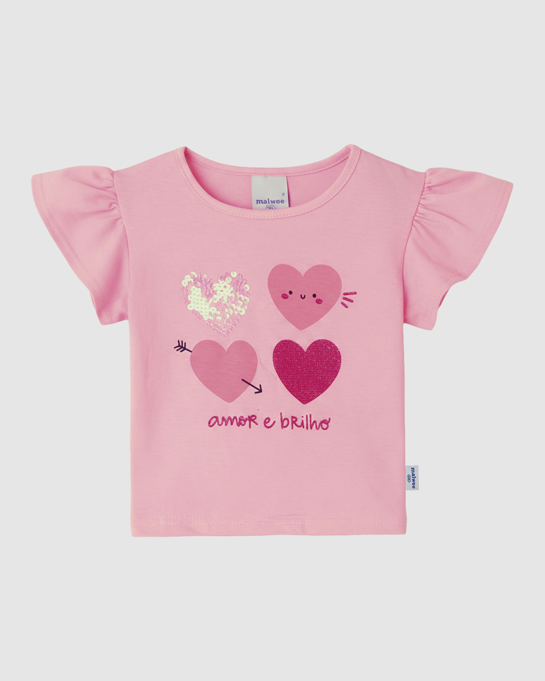 Blusa Infantil Menina Box Amor E Brilho Em Algodão Malwee Kids - Rosa - 8
