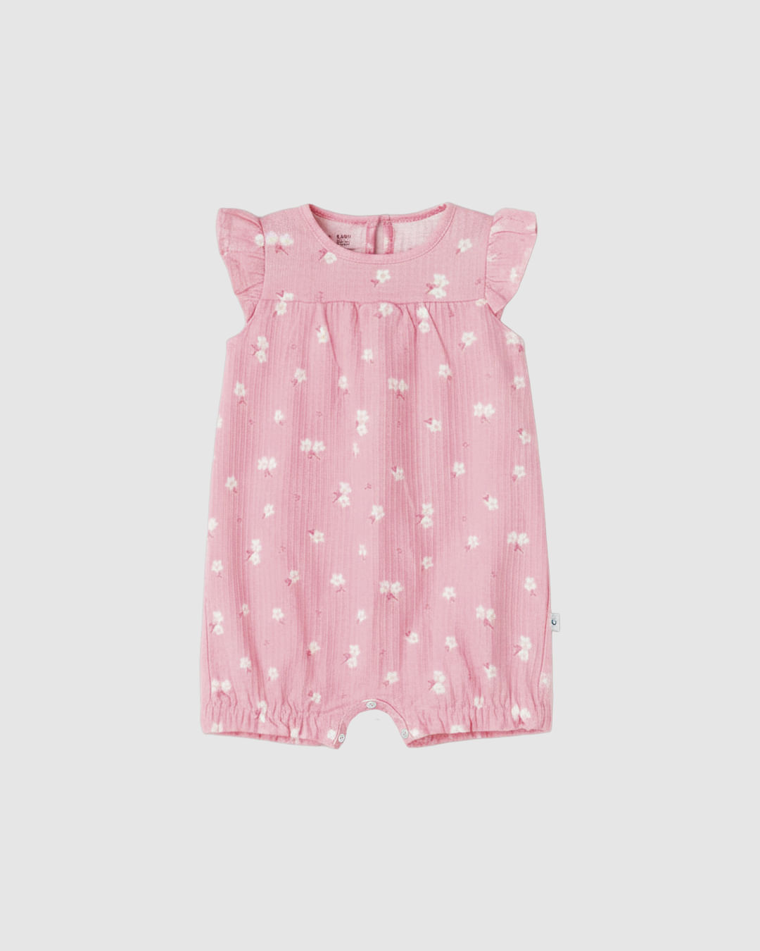 Macaquinho Bebê Menina Estampa Floral Em Malha Texturizada Malwee Kids - Rosa - 9M