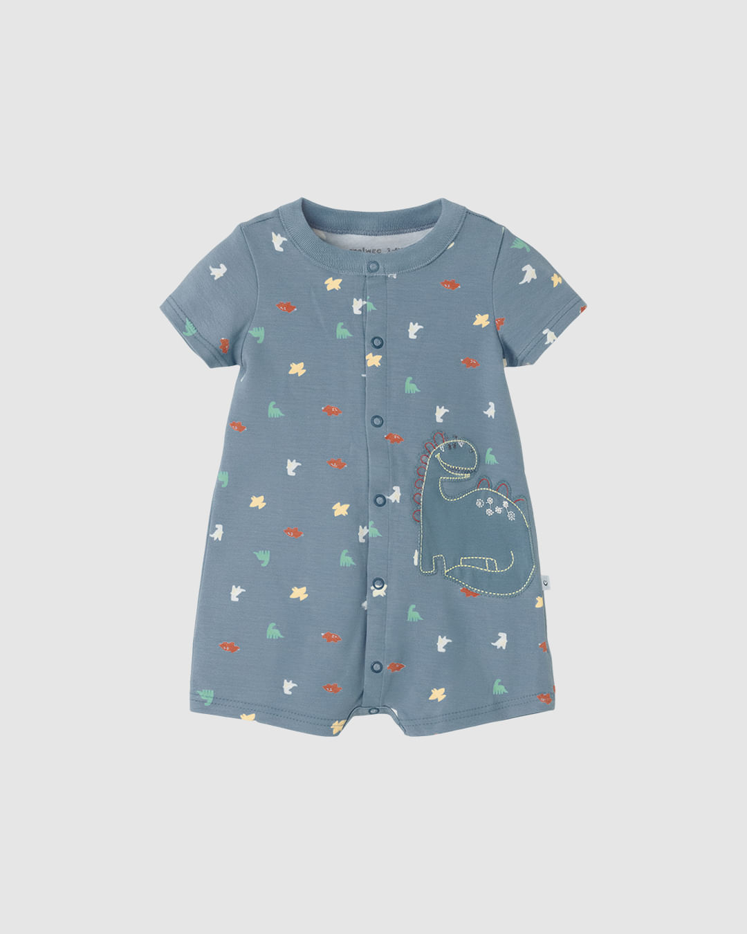 Macaquinho Bebê Menino Dinossauro Bordado Em Algodão Malwee Kids - Azul - 6M