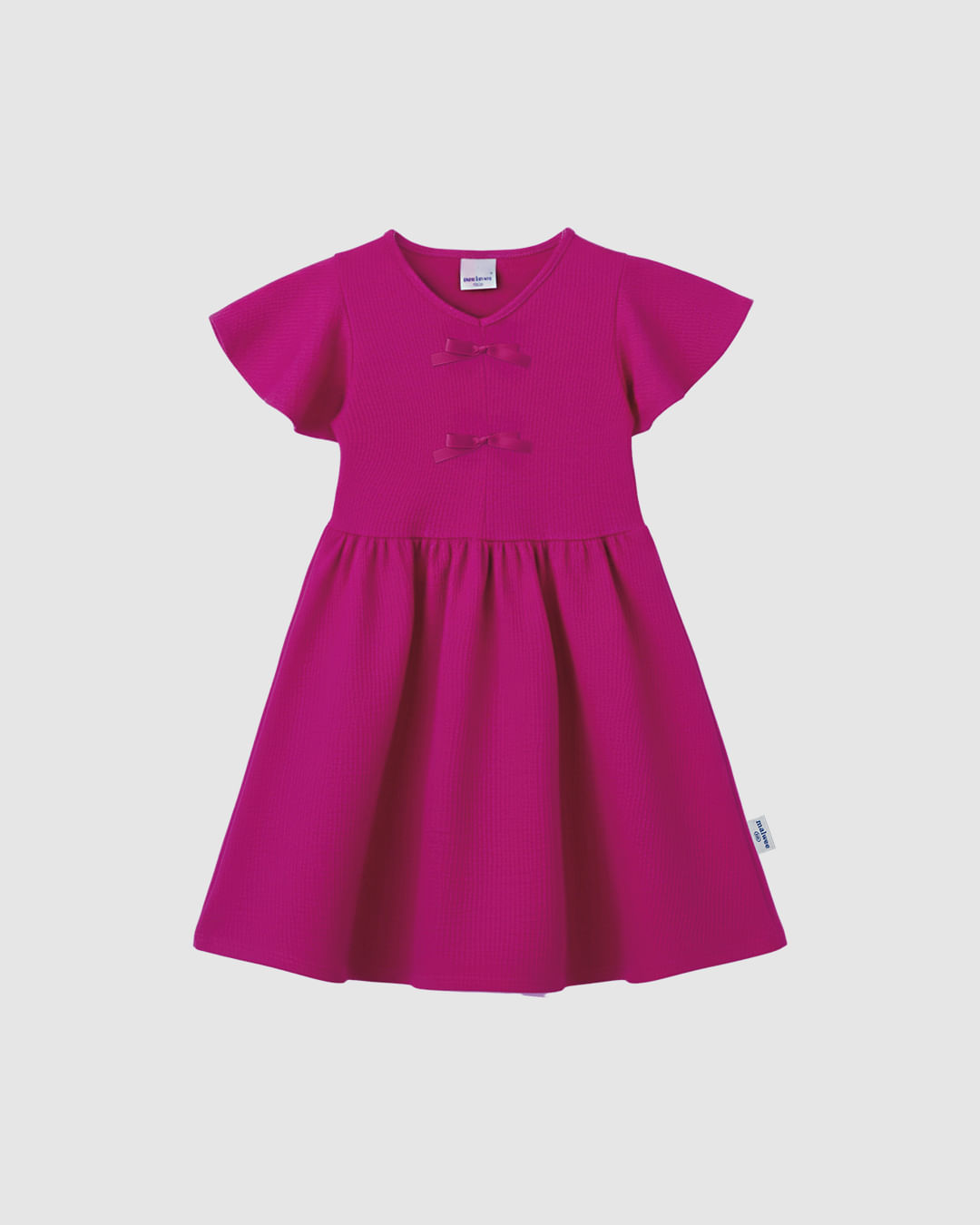 Vestido Infantil Detalhe Aplique De Laço Em Malha Texturizada Malwee Kids - Rosa - 12