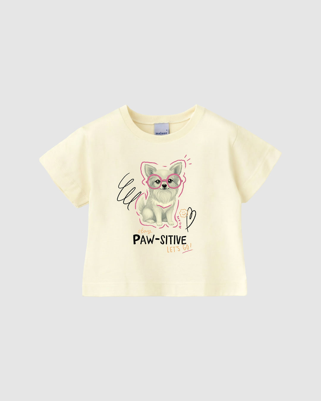 Camiseta Infantil Menina Box Stay Paw-Sitive Let's Go Em Algodão Malwee Kids