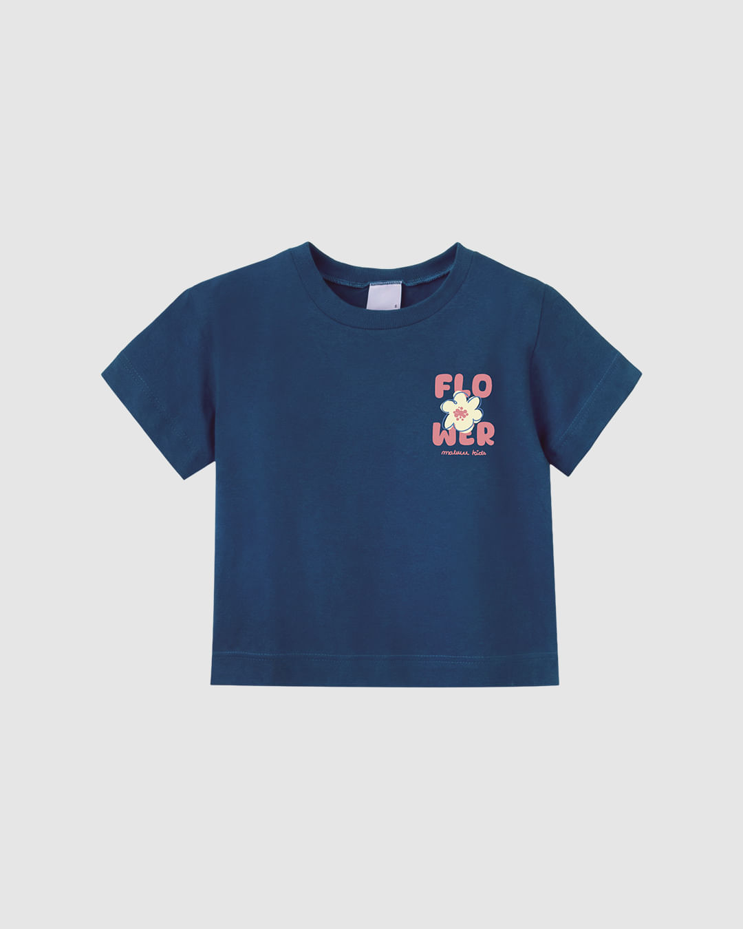 Camiseta Infantil Menina Box Flower Em Algodão Malwee Kids - Azul - 4