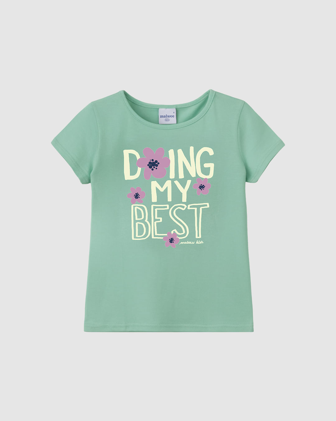 Blusa Infantil Menina Estampa Glitter Com Puff Em Algodão Malwee Kids - Verde - 8