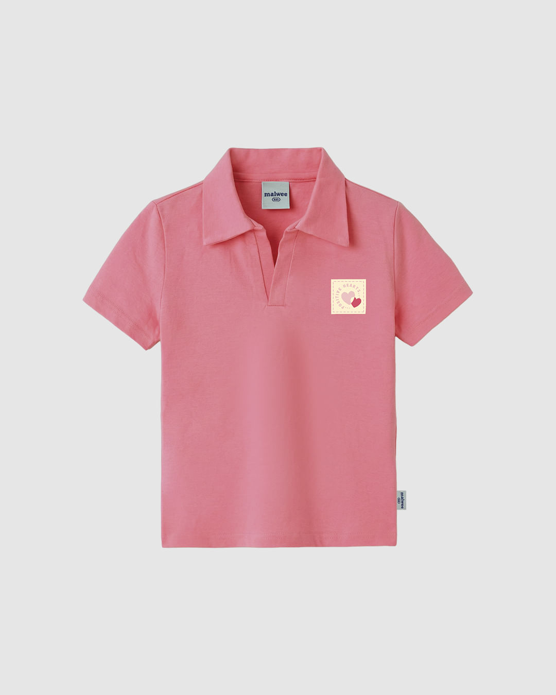 Blusa Polo Infantil Menina Estampa Positive Hearts Em Algodão Malwee Kids - Rosa - 8