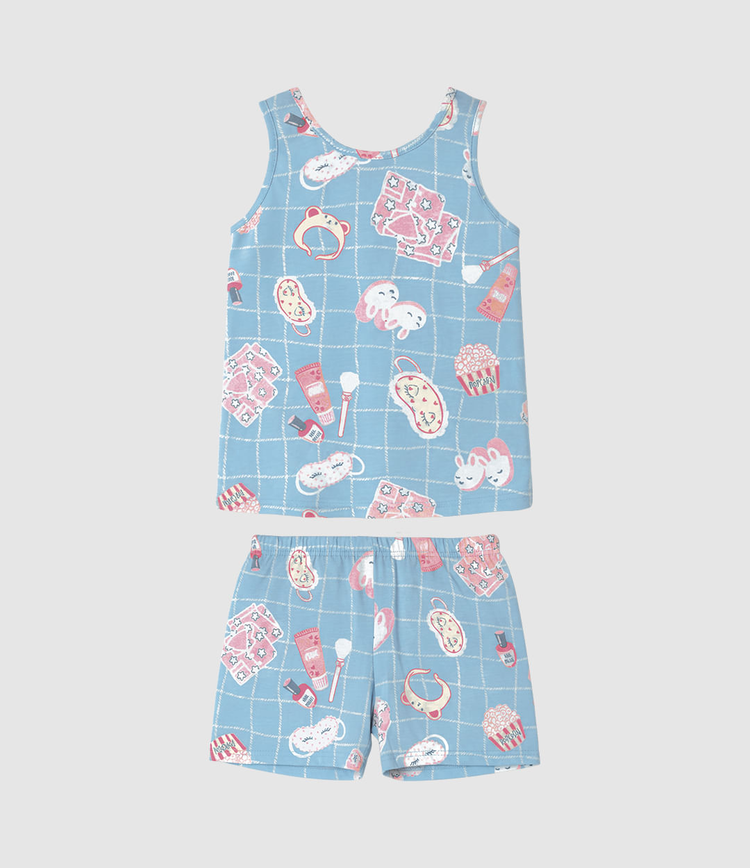 Pijama Curto Infantil Menina Estampa Corrida Brilha No Escuro Malwee Kids - Azul - 8