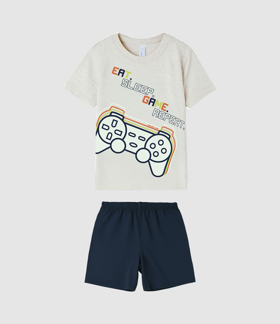 Pijama Curto Infantil Menino Camiseta Estampa Brilha No Escuro Malwee Kids