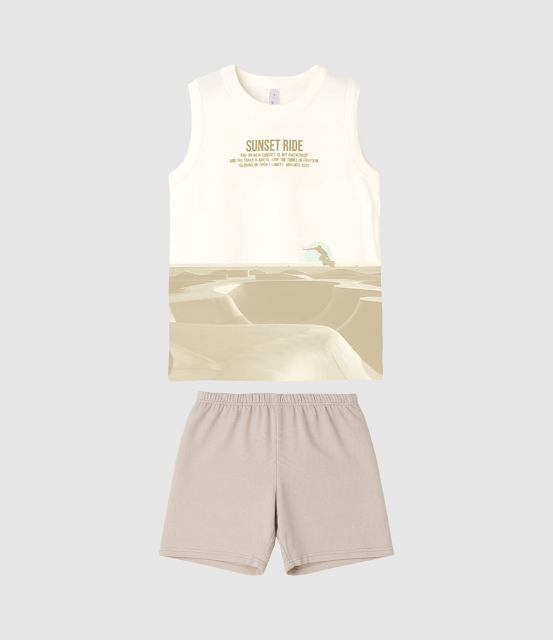 Pijama Curto Infantil Menino Regata Estampa Brilha No Escuro Malwee Kids - Off White - 8