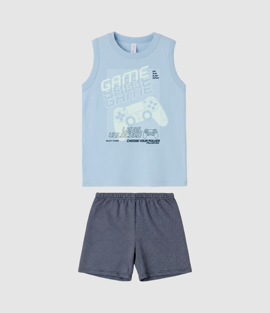 Pijama Curto Infantil Menino Regata Estampa Brilha No Escuro Malwee Kids - Azul - 4