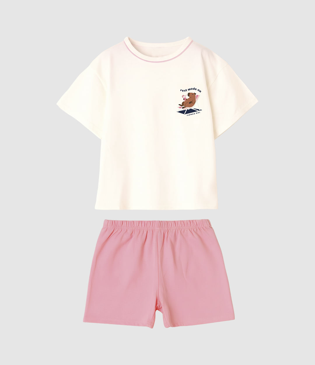 Pijama Infantil Menina Blusa Gola Costura Contraste Em Algodão Malwee Kids