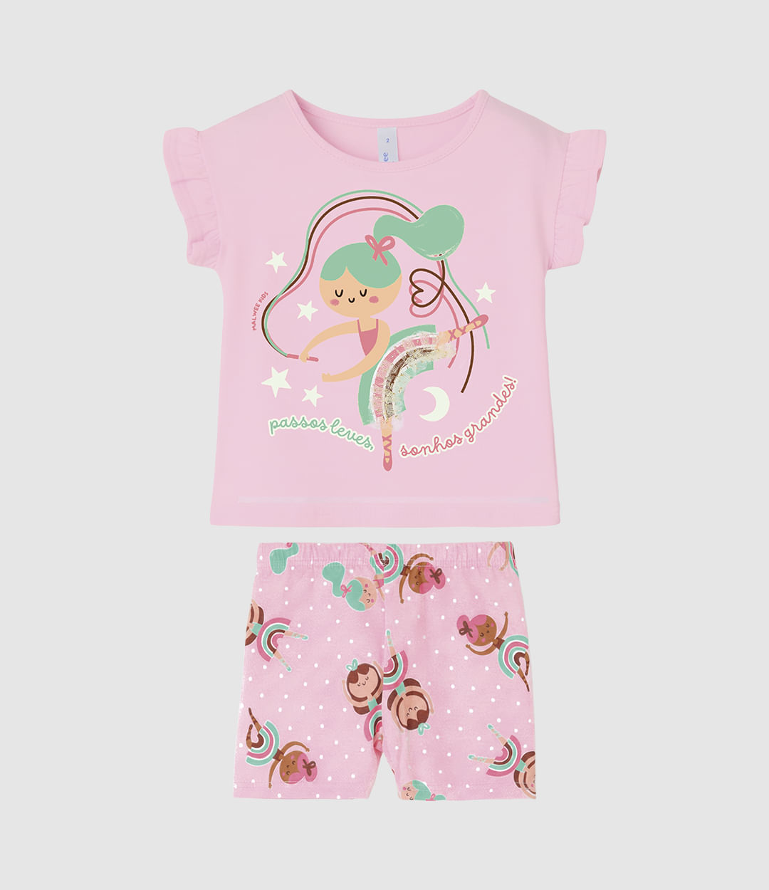 Pijama Infantil Menina Estampa Brilha No Escuro + Aplique De Tule Malwee Kids
