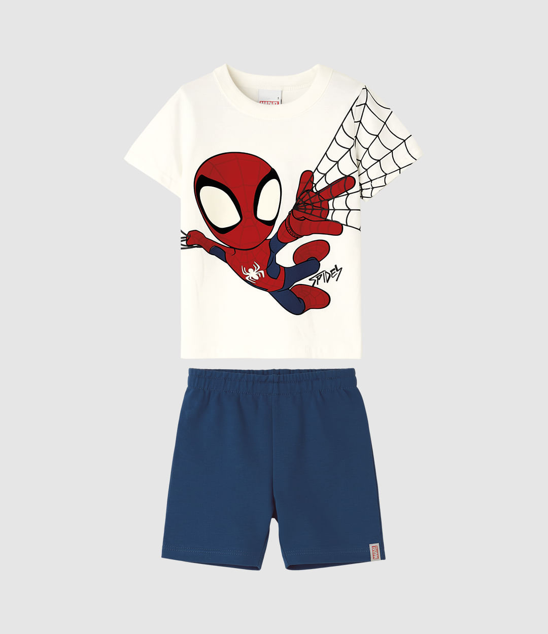 Conjunto Infantil Menino Camiseta Spidey Homem-Aranha Teia Malwee Kids - Off White - 1