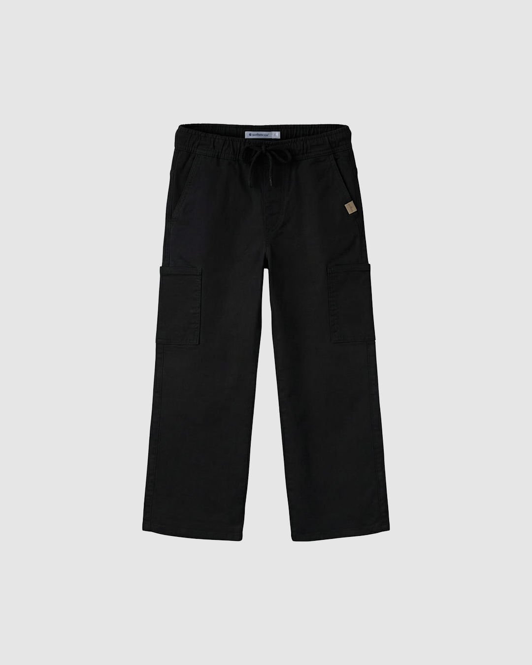 Calça Infantil Menino Reta Cargo Cadarço Frontal Sarja Stretch Malwee Kids - Preto - 8