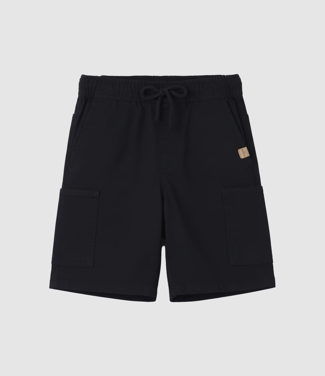 Bermuda Infantil Menino Cargo Etiqueta Decorativa Em Sarja Stretch Malwee Kids - Preto - 8