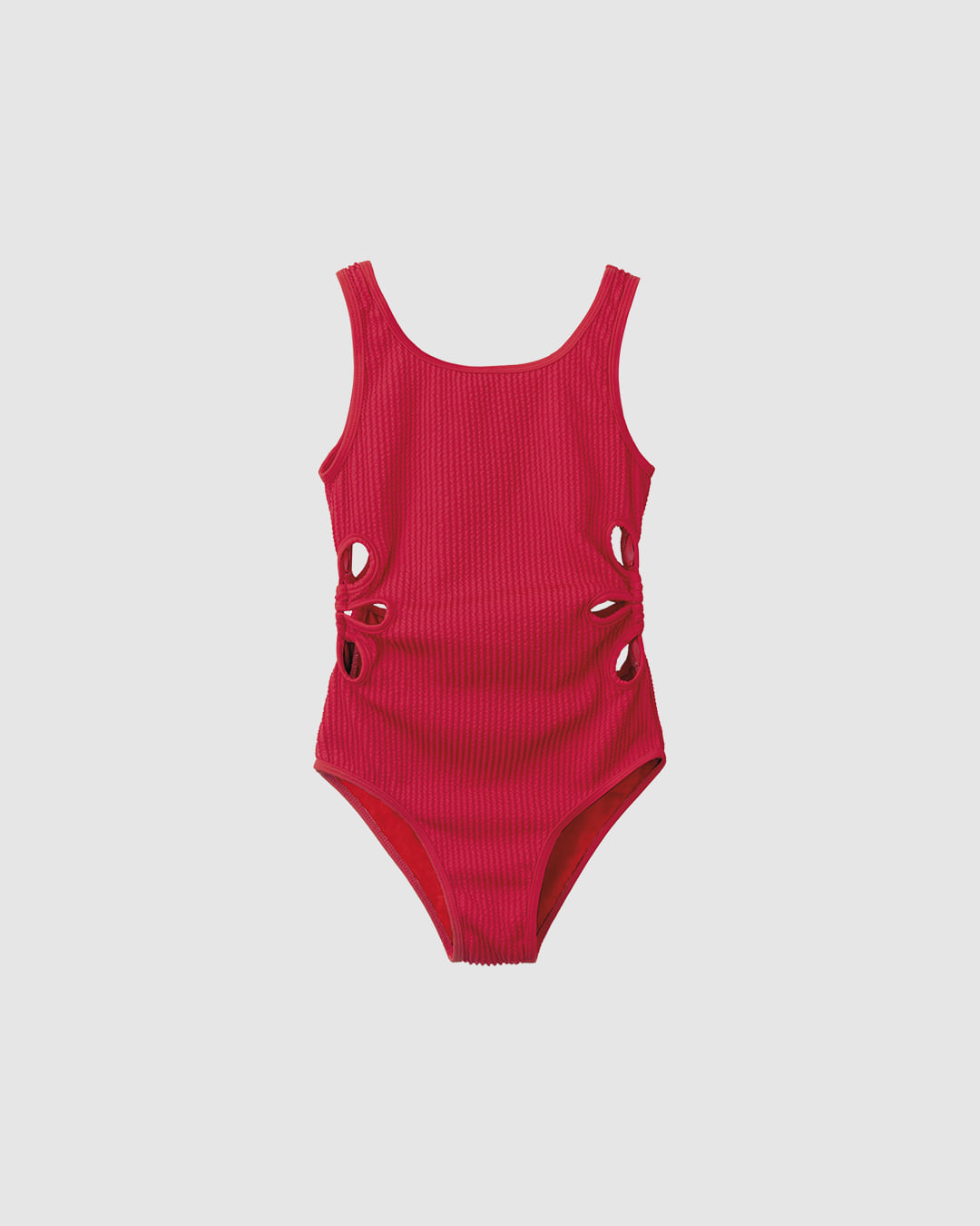 Maiô Infantil Menina Detalhe Vazado Lateral Malha Canelada UV50+ Malwee Kids