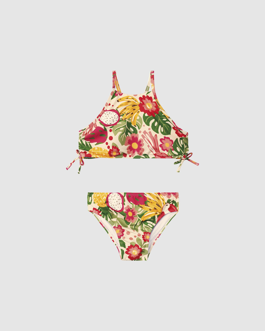 Biquíni Infantil Menina Estampado Top Frente Única Em Malha UV50+ Malwee Kids