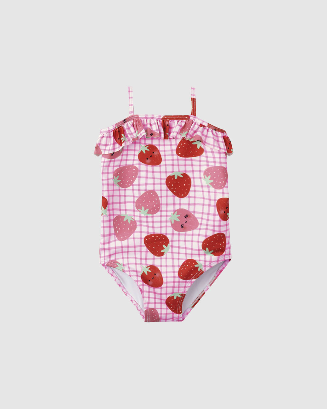 Maiô Infantil Menina Estampa Morangos Em Malha UV50+ Malwee Kids - Off White - 6